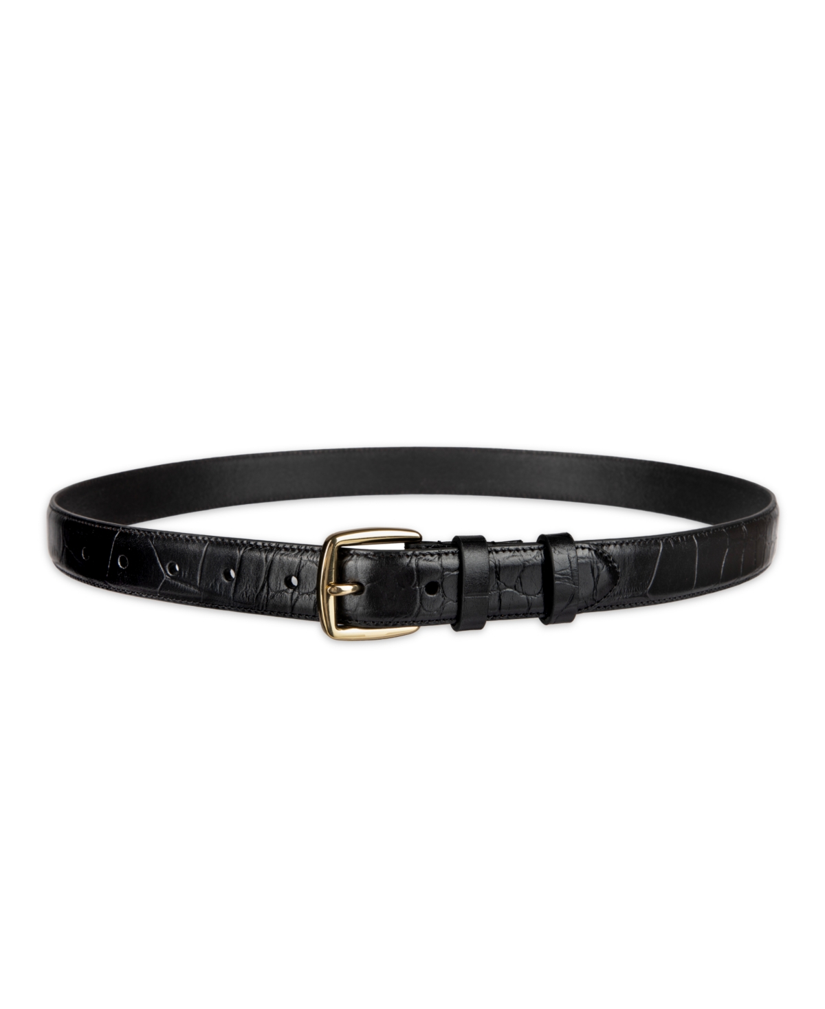 Cole Haan Women's Classic Square Buckle Leather Trouser Belt In Black