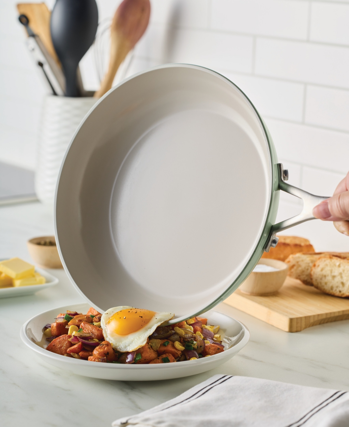 Kitchenaid 10- Pc. Hard-anodized Ceramic Induction Cookware Set In Green