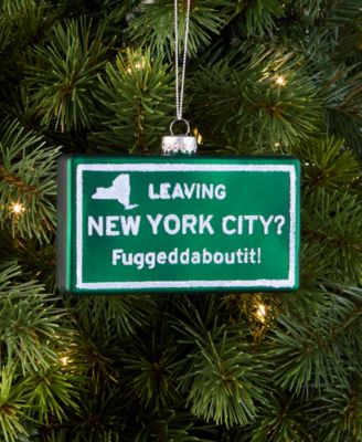 New York City 2025 Glass Road Sign Ornament, Macy's Exclusive