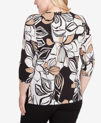 Women's Floral Leaf Embellished Top