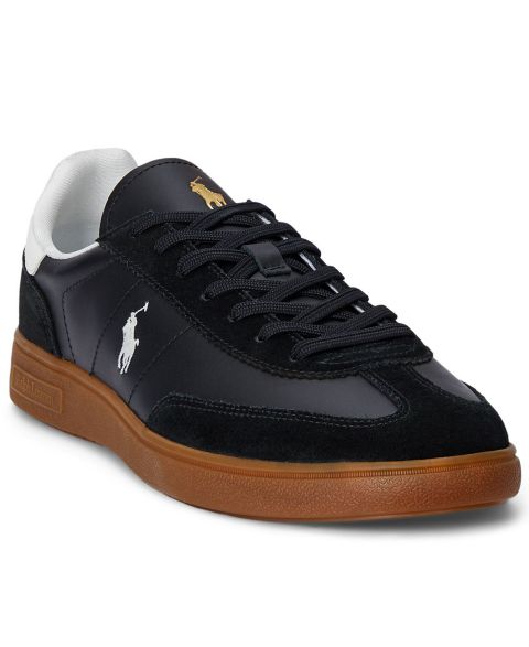 Мужские кроссовки Polo Ralph Lauren Bedford Leather & Suede, цвет: Чёрный / Белый