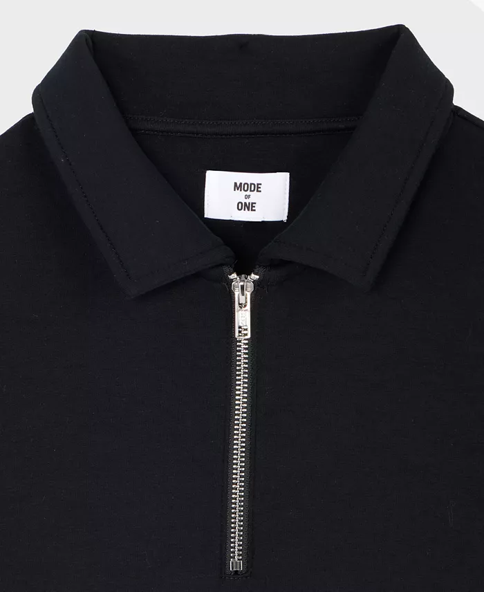 Men's Relaxed-Fit Heathered Quarter-Zip Scuba Polo Shirt - thumbnail 6