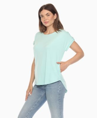Women's Folded Short Sleeve Solid Top