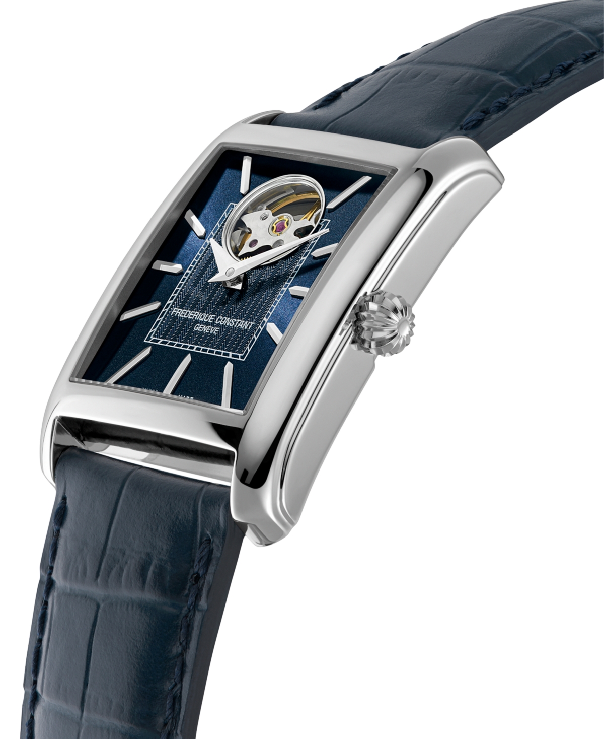 Frederique Constant Men's Swiss Automatic Classics Blue Leather Strap Watch 33mm