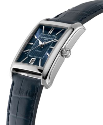 Men's Swiss Automatic Carree Blue Leather Strap Watch 30mm