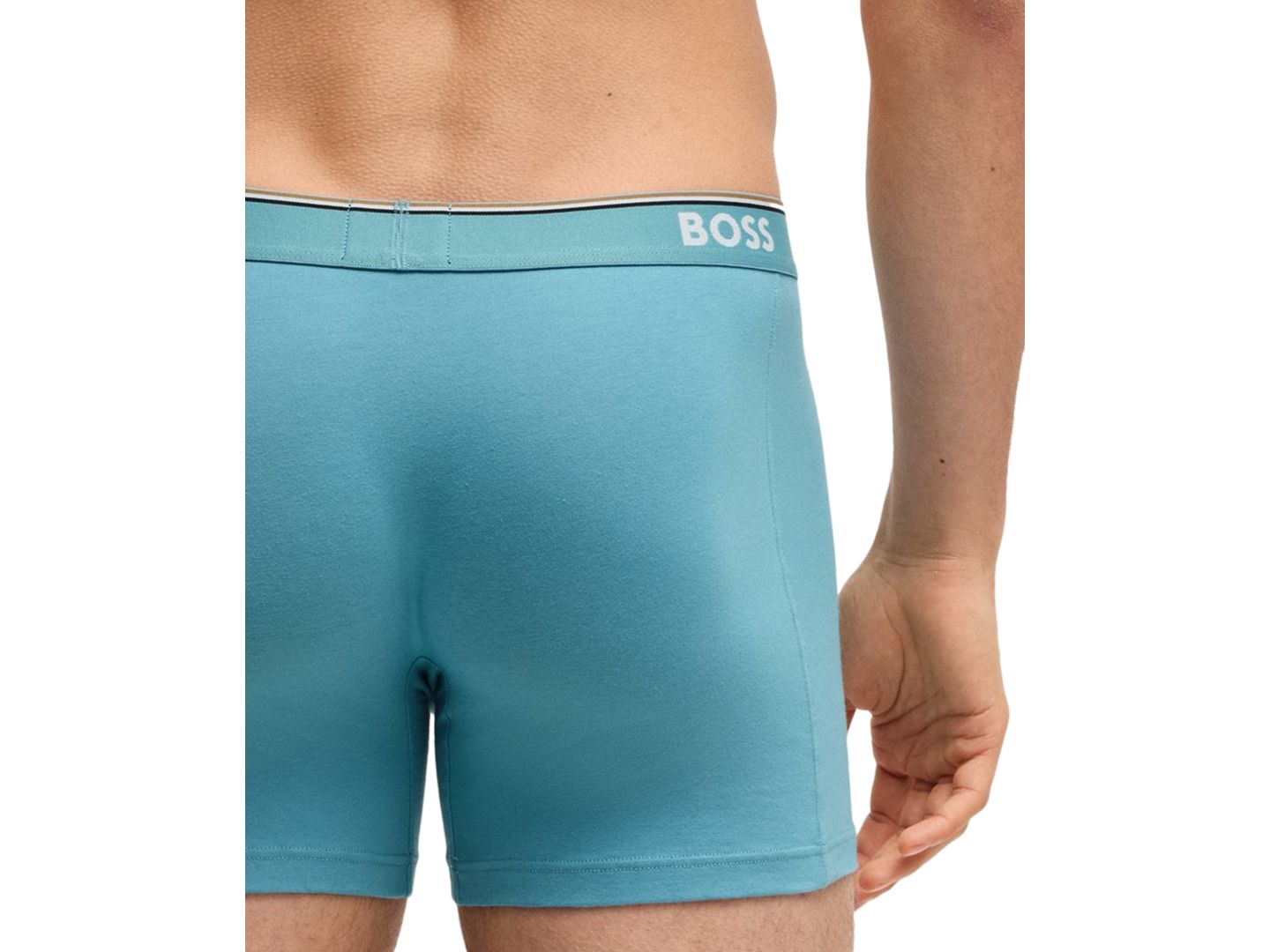 Трусы-боксеры Waistband для мужчин, с логотипом — Hugo Boss, цвет: Синий / Серый — фото 3