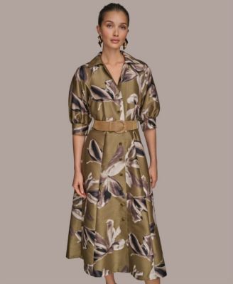 Women's Floral-Print A-Line Shirtdress