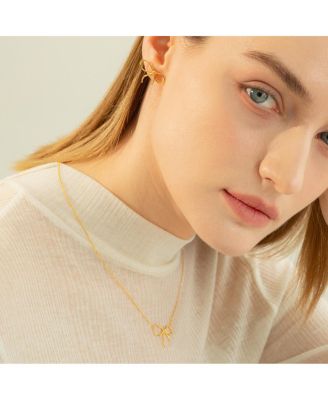 Sterling Silver 18k Gold Plated Colette Chic Ribbon Necklace