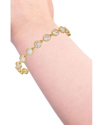 Gold Tone Cubic Zirconia Bezel Bracelet