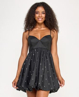 SENI & CADE - Juniors' Rhinestone-Trim Taffeta Fit & Flare Dress