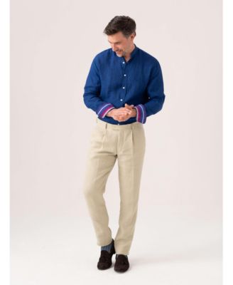 Men's Linen Grandfather Collar Shirt