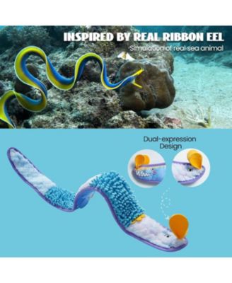Blue Ribbon Eel Snuffle Dog Toy,Christmas gift,No Stuffing Squeaky Long Snake,Crinkle/Snuffle/Tug Toy for All Breeds