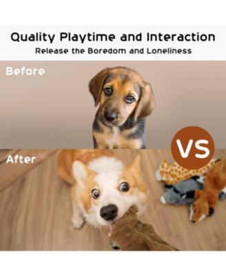 5 PCS Jungle Series Crinkle Dog Toys, No Stuffing Squeaky Dog Toys with Double Layer Reinforced Fabric,Christmas gift