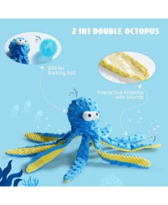 4 PCS Sea Creatures Crinkle Squeaky Dog Toys,Christmas gift,Octopus Shark Crab Mussel Toys, Interactive Toys for Small, Medium & Large Dogs
