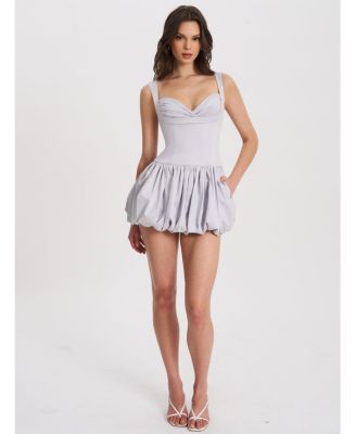 Women Zada Grey Pleated Breast Bubble Hem Mini Dress