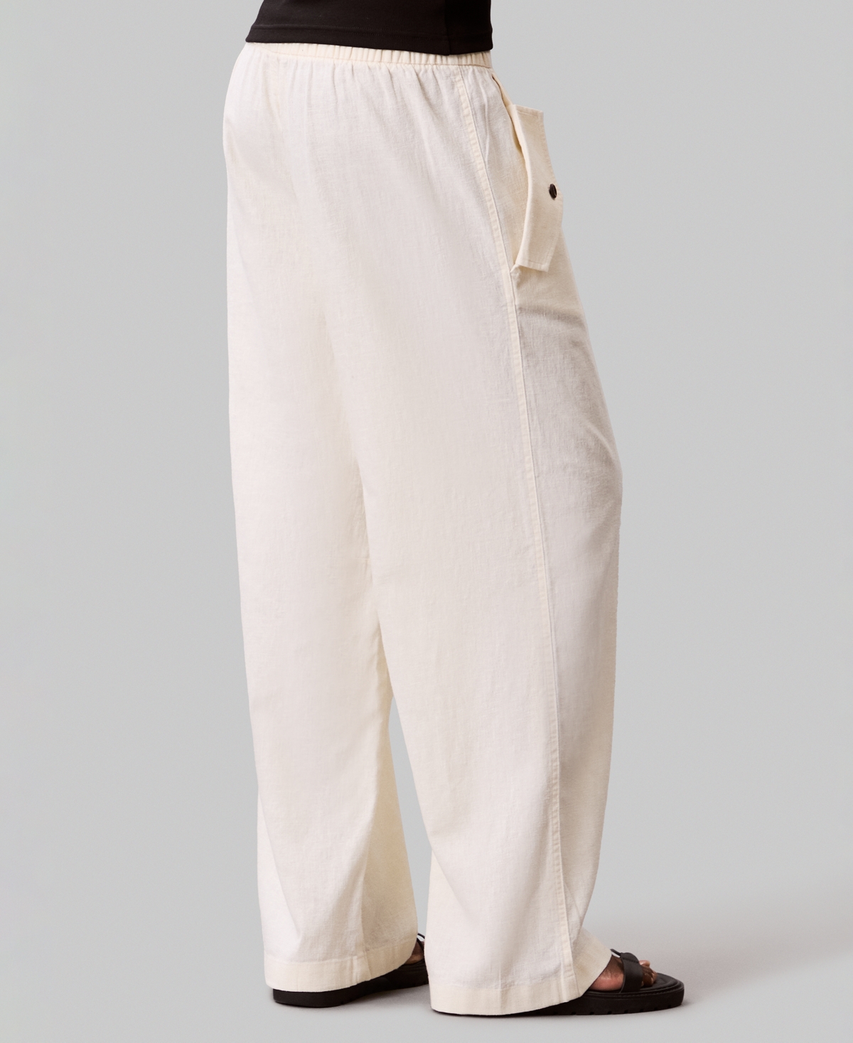 Calvin Klein Women's Linen Blend Wide-leg Pants In White