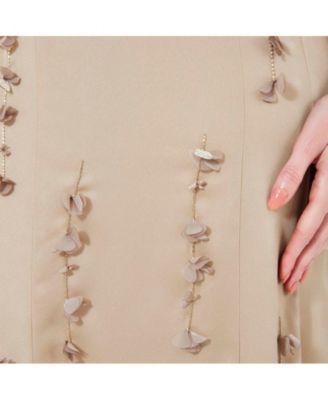 Women's Off-The-Shoulder Cowl Neckline Dress With Floral Embellishment