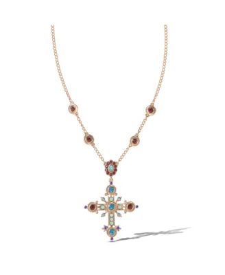 Crystal Gold-Tone Cross Pendant Necklace