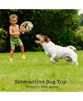 Alpaca Squeaky Plush Circle Dog Toy, Ultra-soft Fur with Built-in Ring Squeaker, Interactive Pet Toy for All Breeds Sizes.