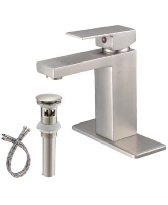 Single Hole Single-Handle Low-Arc Bathroom Faucet with Pop-up Drain Assembly
