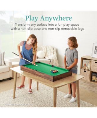 40in Tabletop Billiard Table, Pool Game Table w/ 2 Cue Sticks, Ball Set, Storage Bag