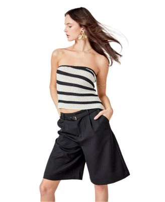 Women's Strapless Striped Knit Top