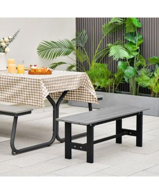 Outdoor HDPE Bench w/ Metal Frame 47'' x 14'' x 16'' for Yard Garden