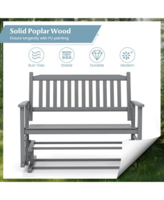 Patio Glider Loveseat Chair Swing Rocking Bench w/ Curved Backrest & Slatted Seat