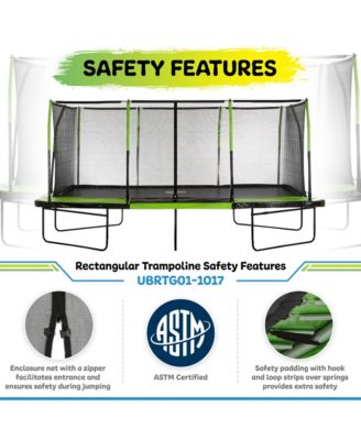 - Mega 10' X 17' Gymnastics Style, Rectangular Trampoline Set with Premium Top-Ring Enclosure System - Green/Black