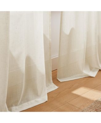 Brigitte Embroidery Eyelet Scalloped Edge Window Curtain Panels Neutral Pair 38x84