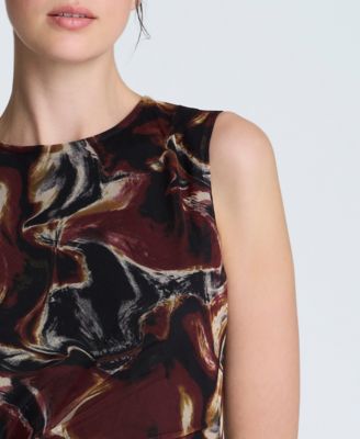 Women's Printed Side-Twist Sleeveless Midi Dress