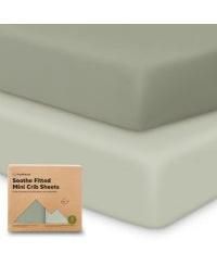 Mini Crib Sheets for Baby Girls, Boys, 2-Pack Soothe Pack and Play Sheets Fitted, Pack N Play Mattress Sheet