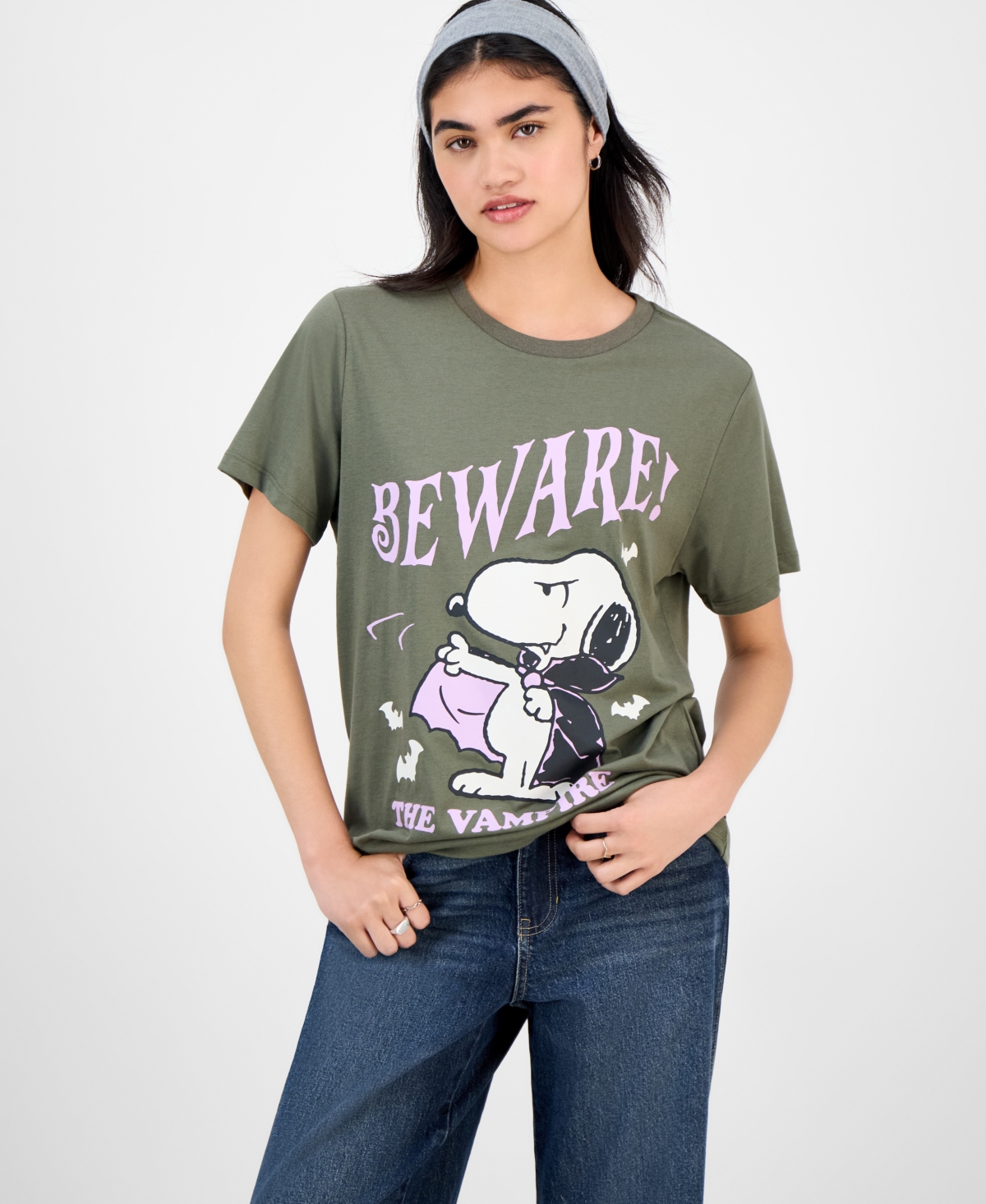 Grayson Threads, The Label Juniors' Vampire Snoopy T-shirt In Green