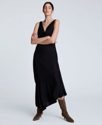 Women's Cowlneck Asymmetric-Hem Maxi Dress