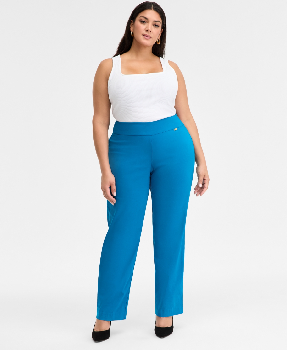 Inc International Concepts Plus Size Mid-rise Pull-on Straight-leg Pants, Created For Macy's