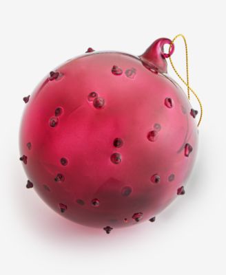 Berry Tones Glass Clear Red Ball Ornament, Macy's Exclusive