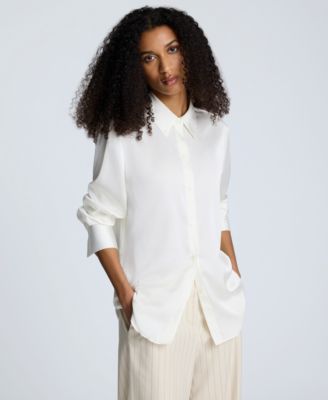 Women's Button-Front Satin Shirt
