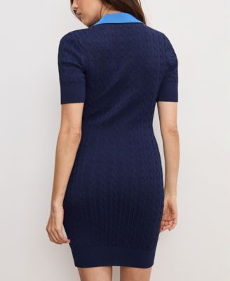 Women's Striped Cable Knit Sweater Dress