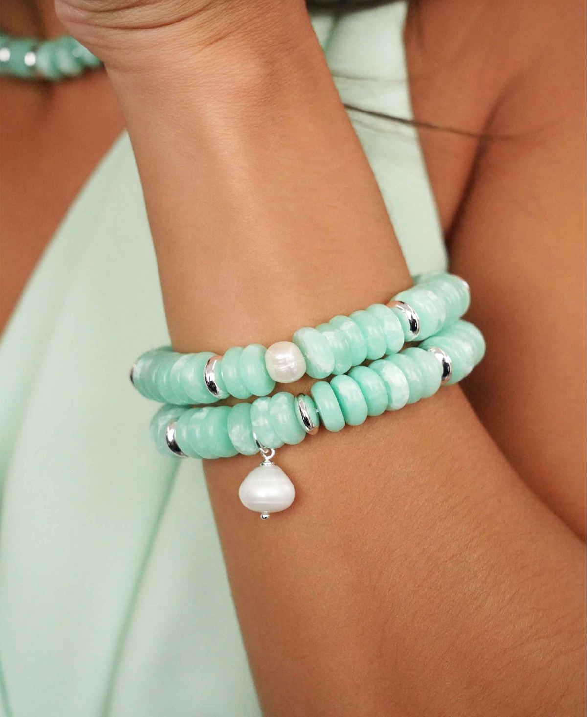 Ettika Saint Tropez Stretch Bracelet Set In Green