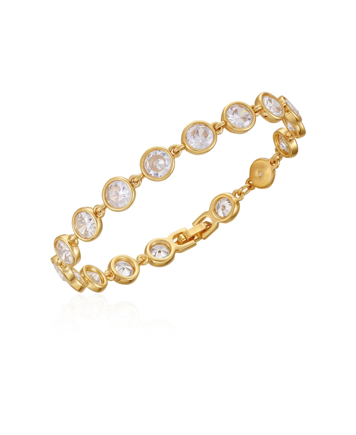 Gold Tone Cubic Zirconia Bezel Bracelet - Gold Tone Plated