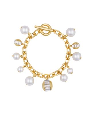 Cultivated Pearl Crystal Charm Bracelet