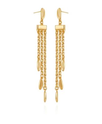 Long Gold Tone Chain Tassel Earrings