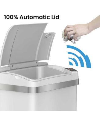 4 Gallon / 16 Liter White Sensor Bathroom Trash Can with Odor Filter