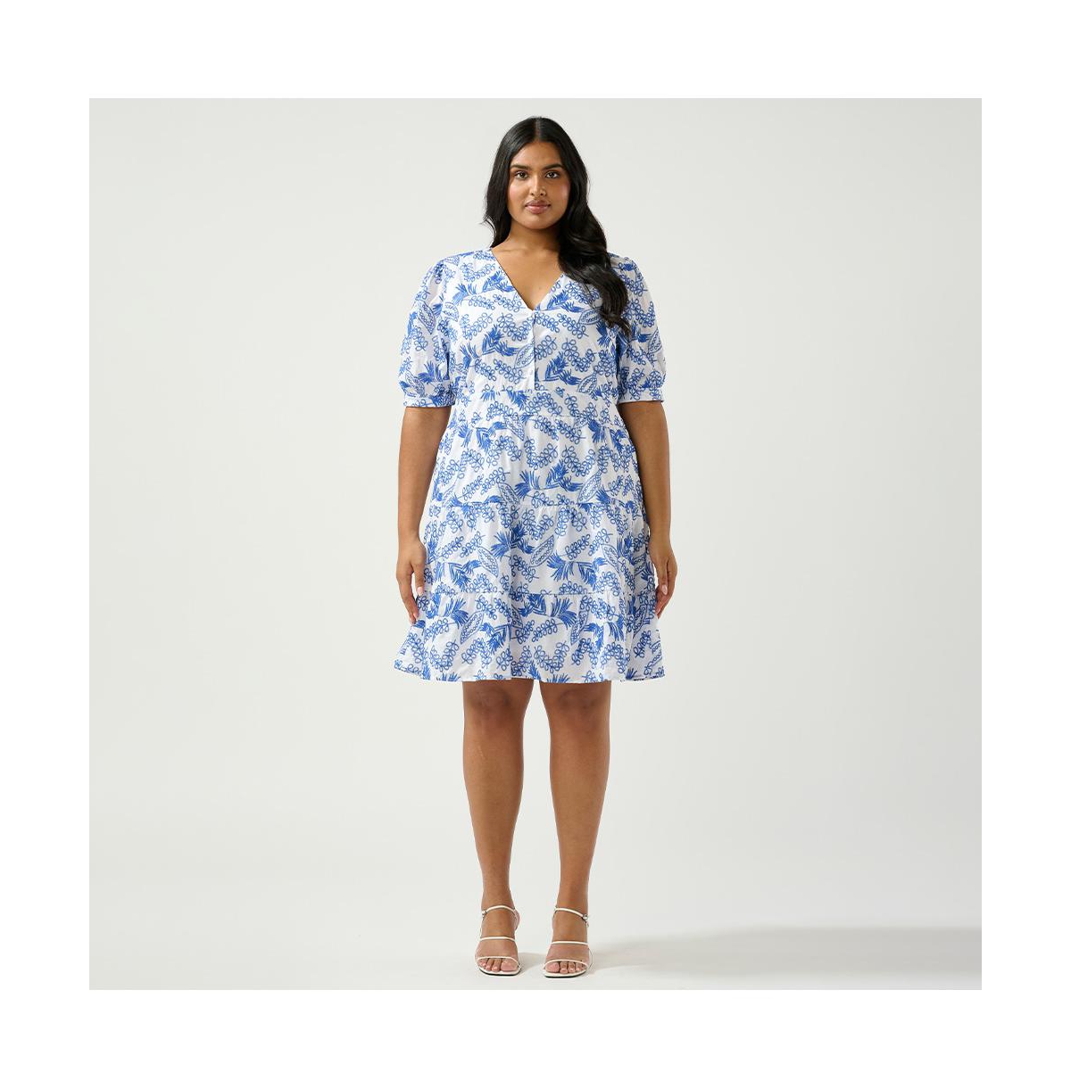 La Croisette Embroidered Dress - Blue/milk