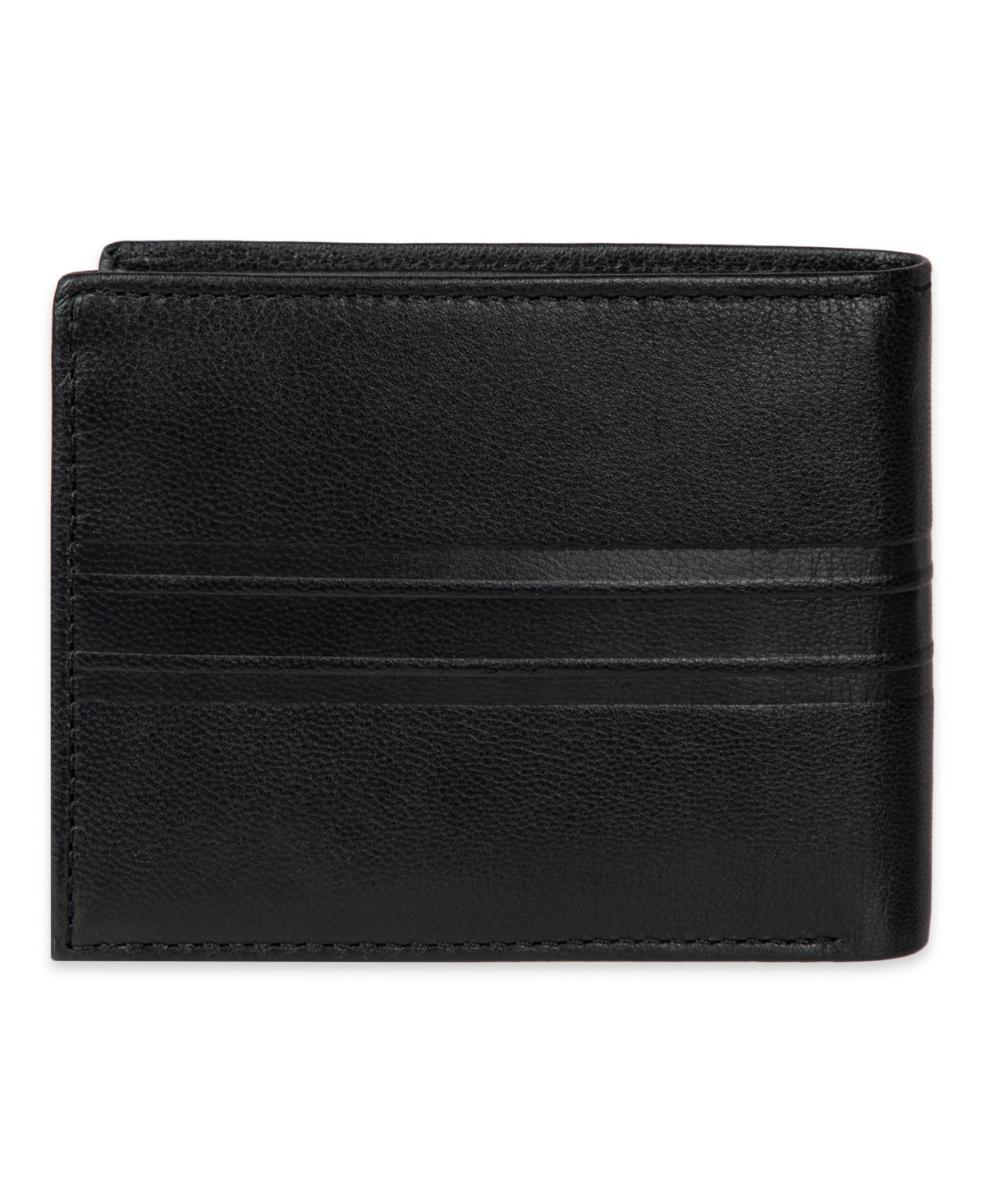 Tommy Hilfiger Men's Rfid Stripe Embossed Bifold Traveler Wallet In Black