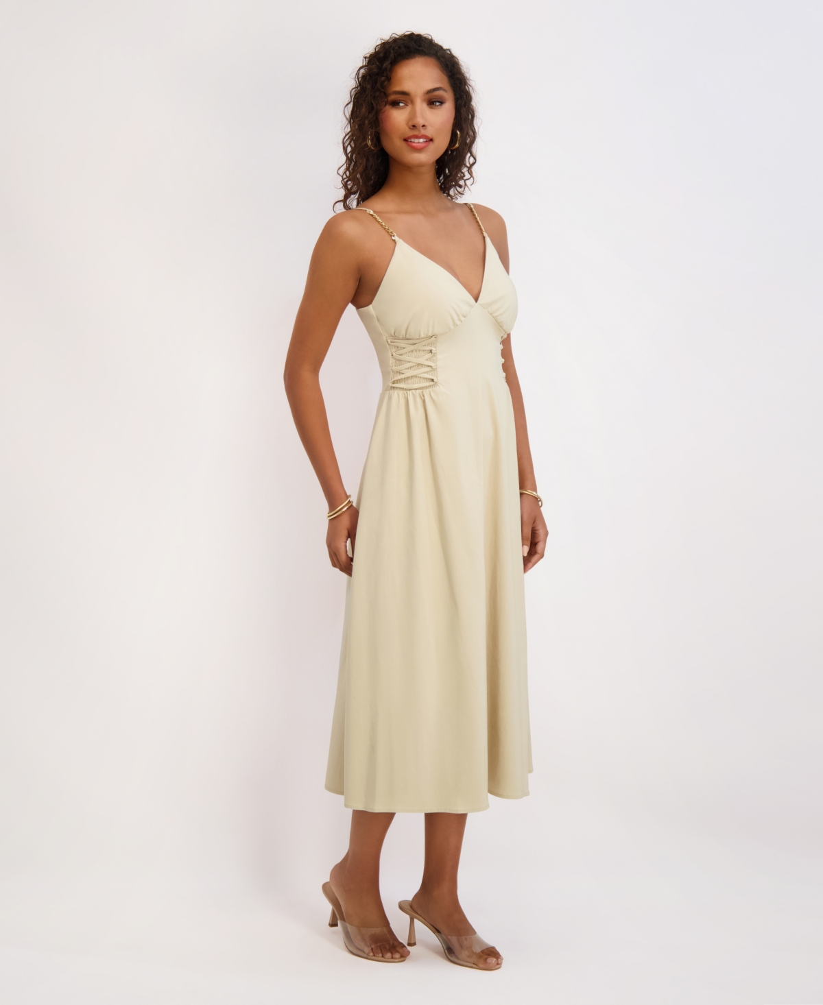 Siena Women's Stretch-woven Sleeveless A-line Dress In Neutral