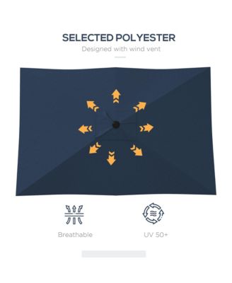 Outsunny 6.5' x 10' Rectangular Market Umbrella, Patio Outdoor Table Umbrella with Crank and Push Button Tilt