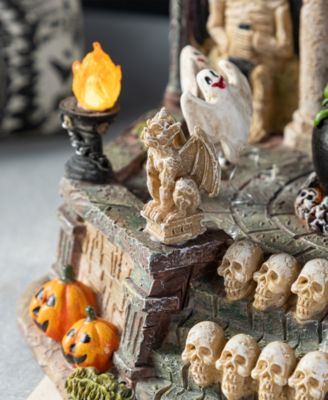 9.75" Lighted Resin Halloween Haunted House Village
