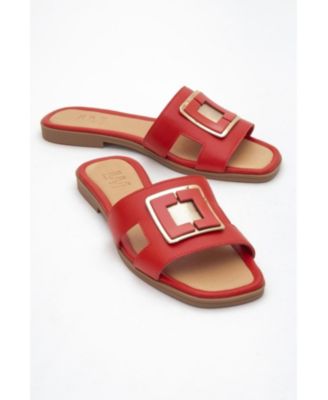 MILLIE Leather Buckle Slide (Women)