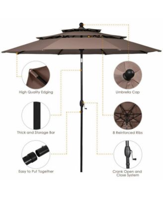 10 Feet 3 Tier Outdoor Patio Umbrella with Double Vented